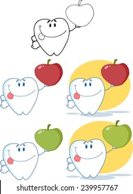 Tooth Cartoon Mascot Character 8. Vector Collection Set