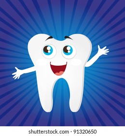 tooth cartoon over blue background. vector illustration