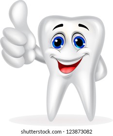 Tooth cartoon with thumb up