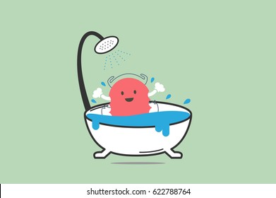 tooth cartoon vector, dental retainer submerged in water for cleaning