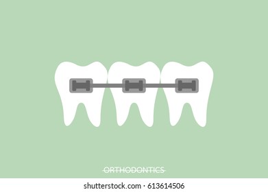 tooth cartoon vector, orthodontics teeth or dental braces