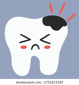 Tooth with Cavity Cartoon Vector Illustration