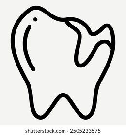 Tooth cavity icon in line style is suitable for infographics about cavities in teeth, Dental caries, Tooth decay, and dental health.