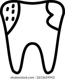 Tooth with Cavity Line Vector Icon Design