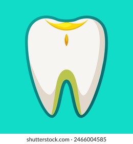 A tooth with a cavity on a blue surface background