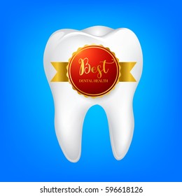 Tooth certificate sign icon. Dental care symbol. Best dental health care concept, Illustration.