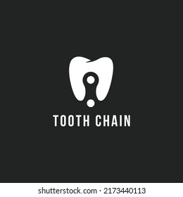 Tooth with chain negative space style logo design concept vector illustration