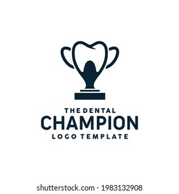 Tooth with Champion Sport Cup; Winning Trophy Teeth for Dentist Dental or Dentistry Clinic logo design