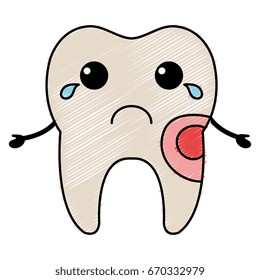 tooth character with caries
