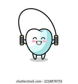 tooth character cartoon with skipping rope , cute design