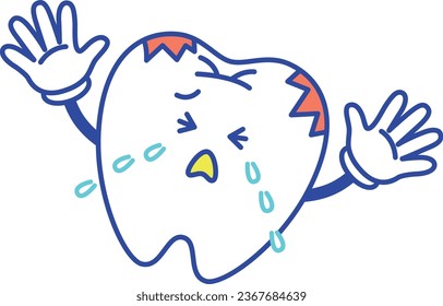 Tooth character crying due to cavities