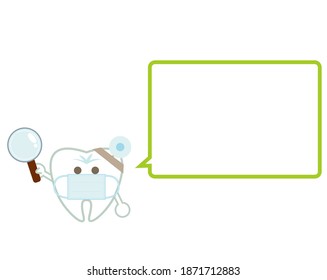 Tooth character illustration. Dentist. Heading. flame.