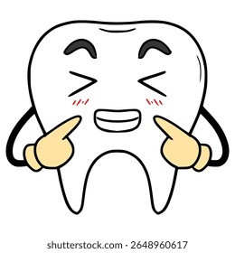 tooth character illustration hand drawn isolated vector