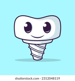 tooth character mascot, dental implant, vector file isolated object