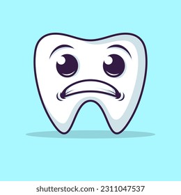 expresión de miedo de mascota de caracteres dentales, objeto aislado de archivo vectorial