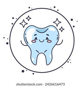 Tooth character in protective bubble. Germs characters attack. Vector flat cartoon illustration