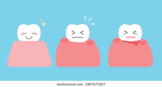 Tooth character set with symptoms of swollen gums