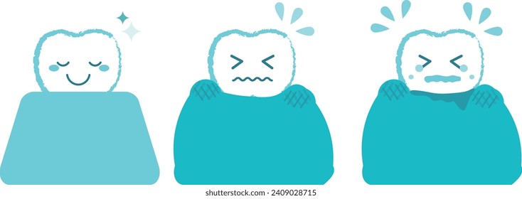 Tooth character set with symptoms of swollen gums blue