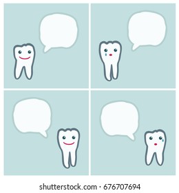 Tooth character with speech bubble - vector illustrations