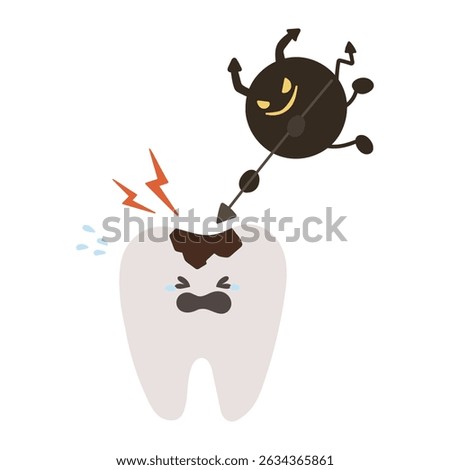 A tooth character that cries after being hurt by tooth decay bacteria.