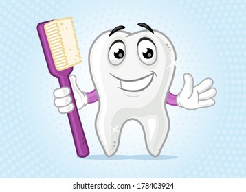 Tooth Character with toothbrush