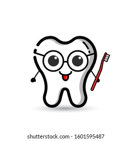 A tooth character who is carrying a toothbrush