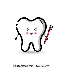 A tooth character who is carrying a toothbrush