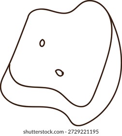 Caractere de dente com contorno largo e dois olhos pontilhados em desenho de linha limpo. Conceito de cuidados dentários, higiene, marca clínica e mascote de saúde bucal. Ilustração de vetor de desenhos animados.