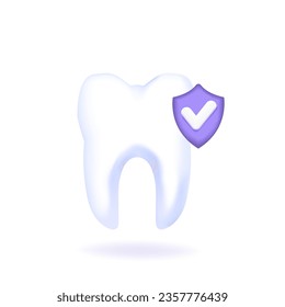 Tooth check 3D icon. Vector illustrations.