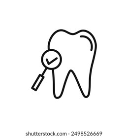 Tooth check icon isolated on white background