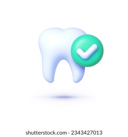 Tooth check icon in realistic style on white background. Realistic vector illustration
