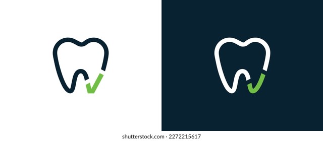 Tooth Check Mark Dental Clinic Logo Concept icon sign symbol Element Design. Dentist, Tick, Medical Logotype. Vector illustration template