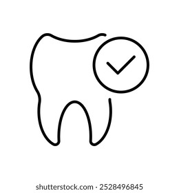 Tooth with checkmark tick on transparent background