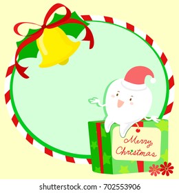 tooth with christmas on the green background