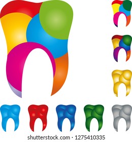 Tooth of circles in different colors collection