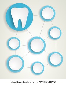 Tooth and circles infographic background.Blue colours.EPS 10 vector file.