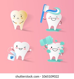tooth with clean concept on the pink background