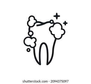 Tooth Clean Icon. Isolated on White Background. Editable Stroke.    