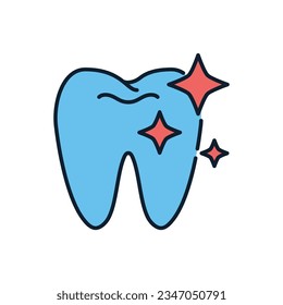 Icono del vector relacionado de limpieza dental. Signo de limpieza dental. Aislado en fondo blanco