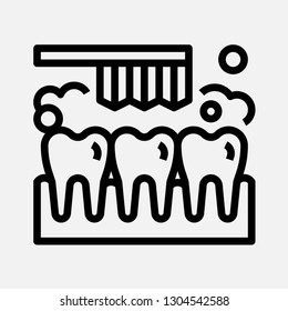 Tooth cleaning concept line icon. Simple element illustration. Tooth dental cleaning concept outline symbol design. Can be used for web and mobile UI/UX . Modern vector style