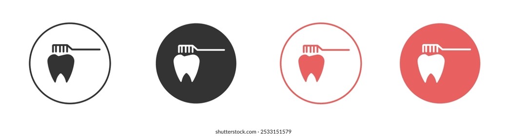 Icono de limpieza dental Conjunto plano en color blanco y negro