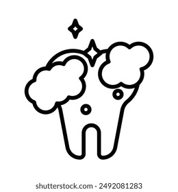 tooth cleaning icon linear logo mark in black and white