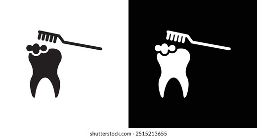 Icono de limpieza dental Ilustración plana de línea delgada