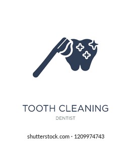 Tooth cleaning icon. Trendy flat vector Tooth cleaning icon on white background from Dentist collection, vector illustration can be use for web and mobile, eps10