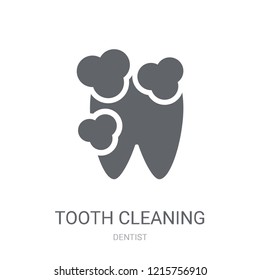 Tooth cleaning icon. Trendy Tooth cleaning logo concept on white background from Dentist collection. Suitable for use on web apps, mobile apps and print media.