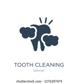 tooth cleaning icon vector on white background, tooth cleaning trendy filled icons from Dentist collection, tooth cleaning vector illustration