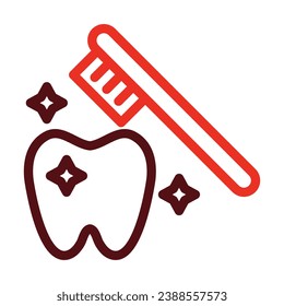Tooth Cleaning Vector Thick Line Two Color Icons For Personal And Commercial Use.
