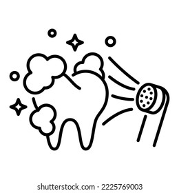 Tooth cleans toothpaste toothbrush outline icon. Stomatology, dental line, Vector illustration.