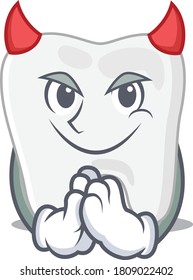 Tooth clothed as devil cartoon character design concept