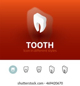 Tooth color icon, vector symbol in flat, outline and isometric style isolated on blur background